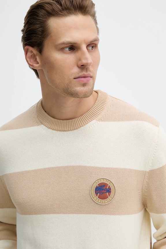 Lacoste pamut pulóver bézs AH5179
