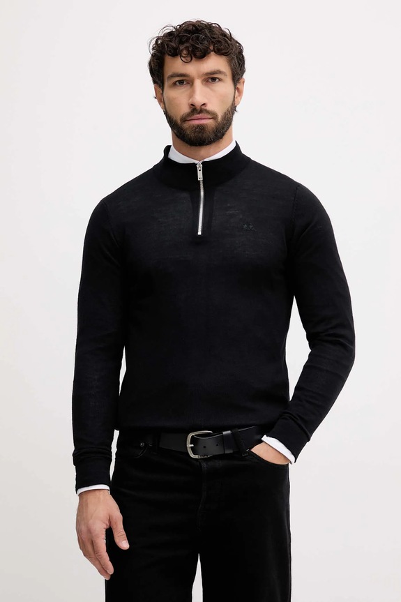Lindbergh pulover de lână subtiri negru 30.800055