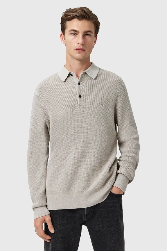 Pulover z dodatkom volne AllSaints ASPEN Tanka siva M095KB