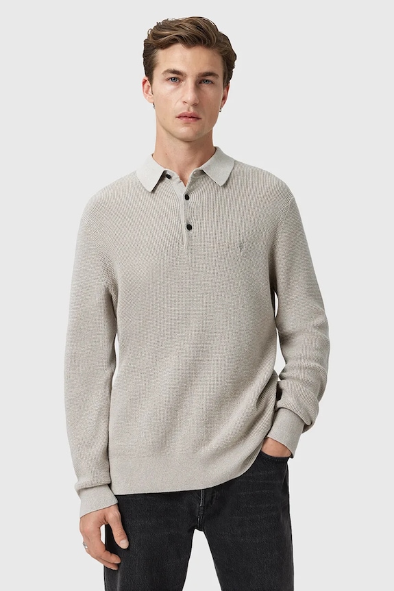 Pulover z dodatkom volne AllSaints ASPEN Tanka siva M095KB