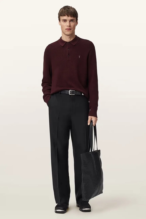 AllSaints sweter z dodatkiem wełny ASPEN M095KB brązowy