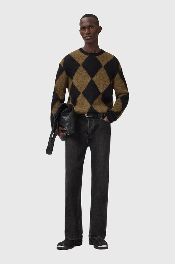 AllSaints sweter z dodatkiem wełny BOWER czarny M066KD