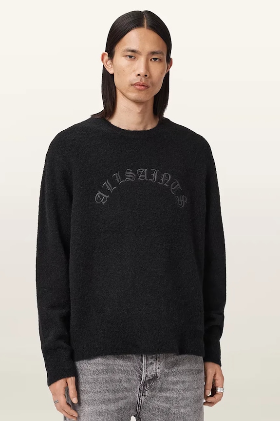 Pulover z dodatkom alpake AllSaints CURV Našitek črna M020KD