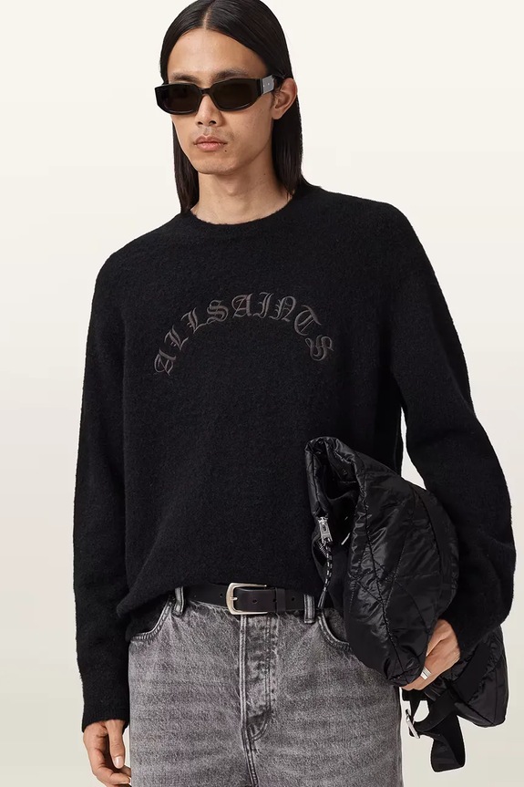 Pulover z dodatkom alpake AllSaints CURV črna M020KD