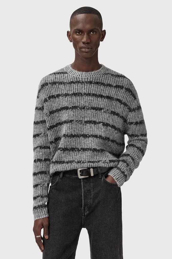AllSaints pulover din amestec de lână DISSOLVED grosime medie gri M003KD
