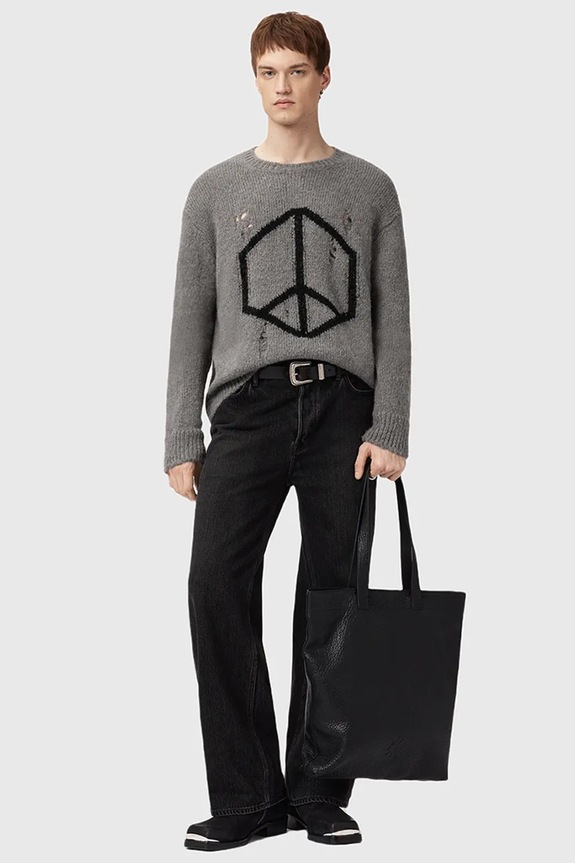 Pulover z dodatkom volne AllSaints MESSAGE M013KD