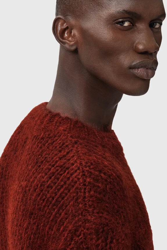 Sveter s prímesou vlny AllSaints MYLES M050KD oranžová AW25