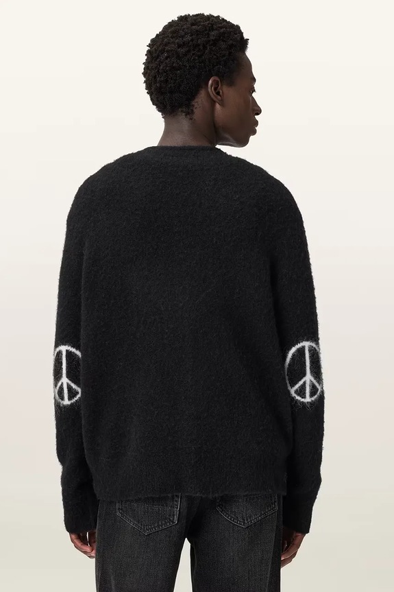 Kardigan s příměsí vlny z alpaky AllSaints REFLECTION M011KD černá AW25