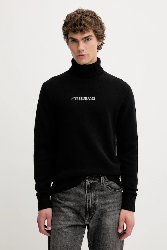 Πουλόβερ με προσθήκη μαλλιού Guess Jeans χοντρό μαύρο M5BR58.Z0561