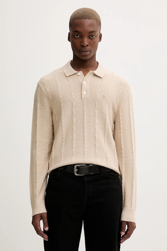 Pulover s dodatkom vune Abercrombie & Fitch okrugli bež KI120.5142.150