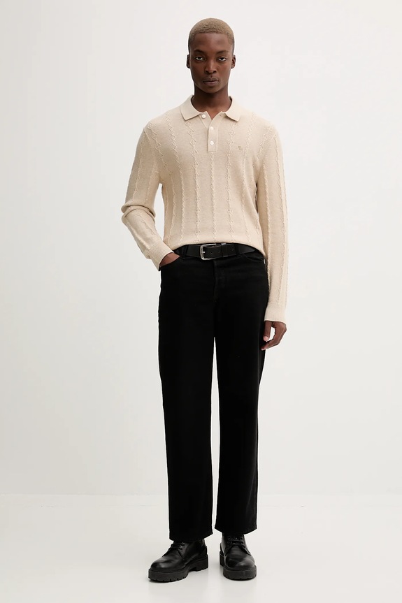 Πουλόβερ με προσθήκη μαλλιού Abercrombie & Fitch KI120.5142.150 μπεζ AW25