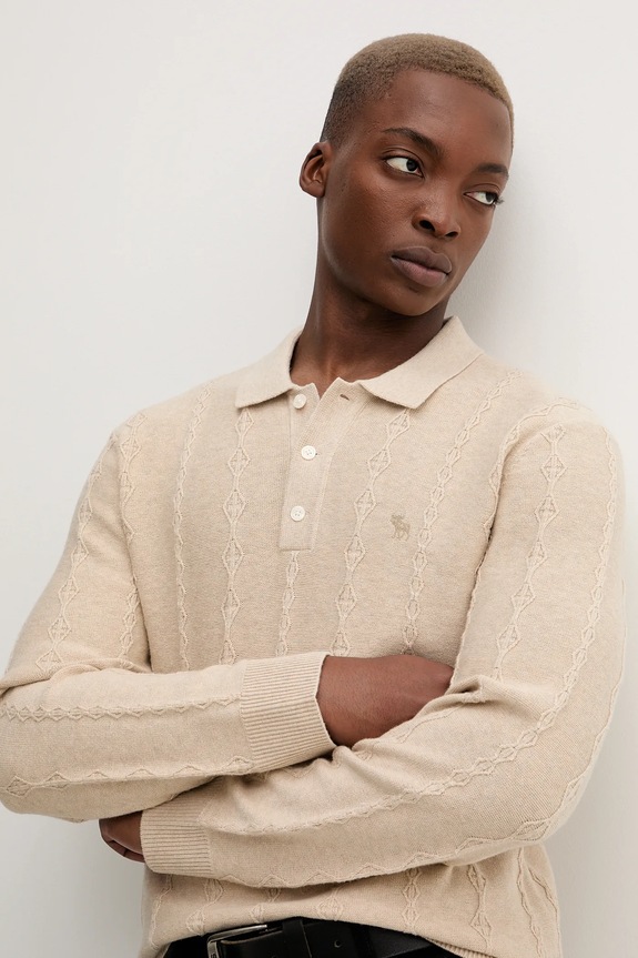 Pulover s dodatkom vune Abercrombie & Fitch bež KI120.5142.150