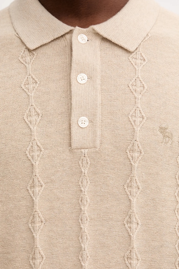 Πουλόβερ με προσθήκη μαλλιού Abercrombie & Fitch KI120.5142.150 μπεζ