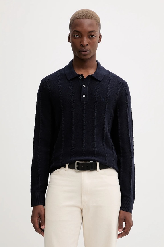 Pulover s dodatkom vune Abercrombie & Fitch okrugli mornarsko plava KI120.5142.200