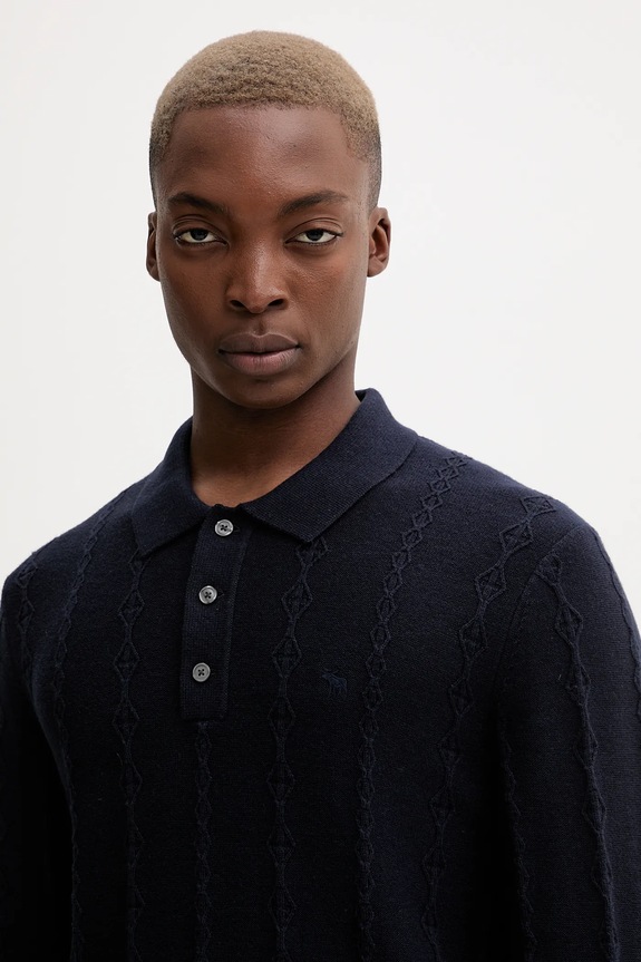 Pulover s dodatkom vune Abercrombie & Fitch mornarsko plava KI120.5142.200