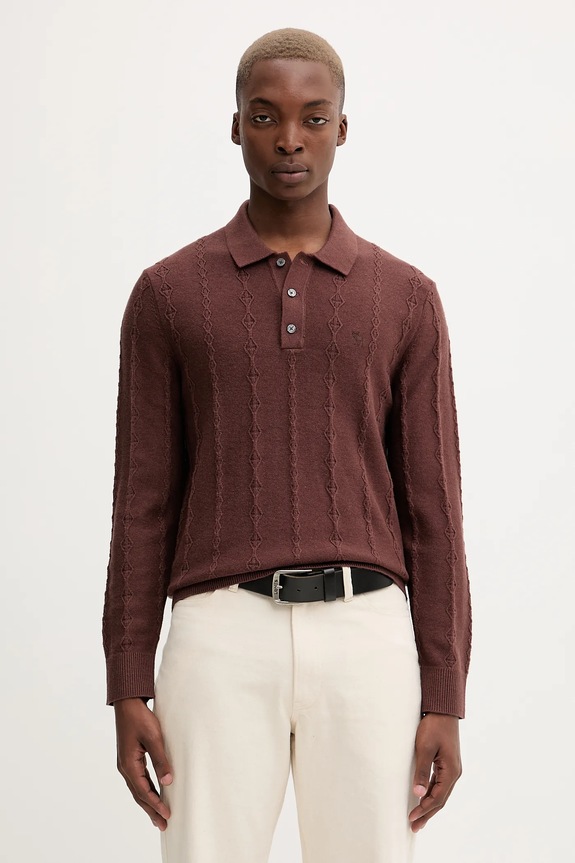 Pulover s dodatkom vune Abercrombie & Fitch okrugli smeđa KI120.5142.400