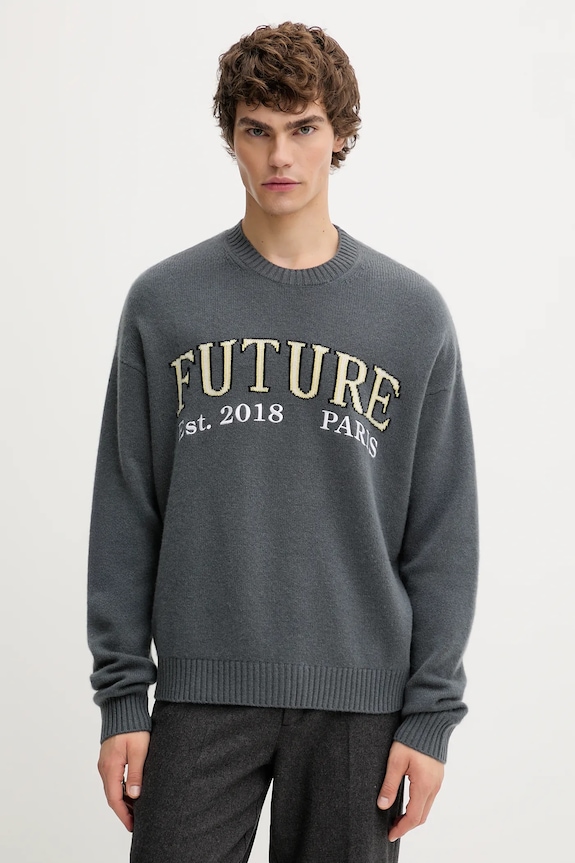 FROM FUTURE sweter kaszmirowy aplikacja szary MPR03345