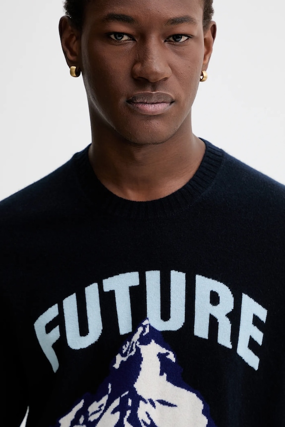 Kašmírový sveter FROM FUTURE tmavomodrá MPR03346