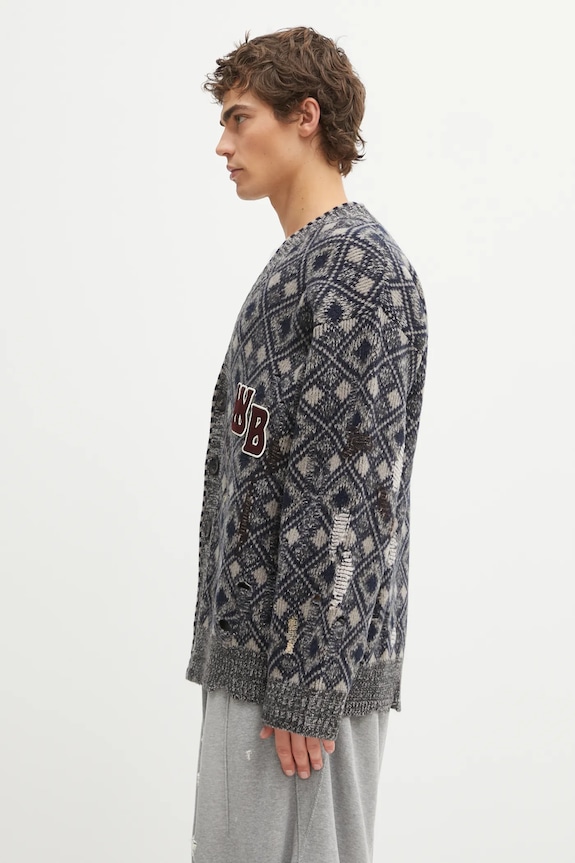 Wales Bonner woolen cardigan Sibling Cardigan UA25KN45.WO12.951 gray AW25