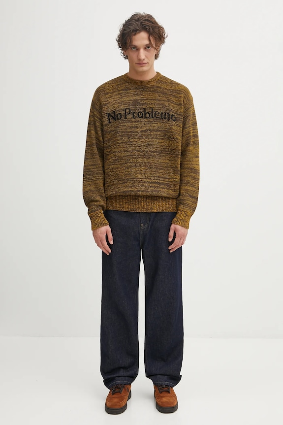 No Problemo sweter z dodatkiem wełny Mosca Crew Neck NP2009004 żółty