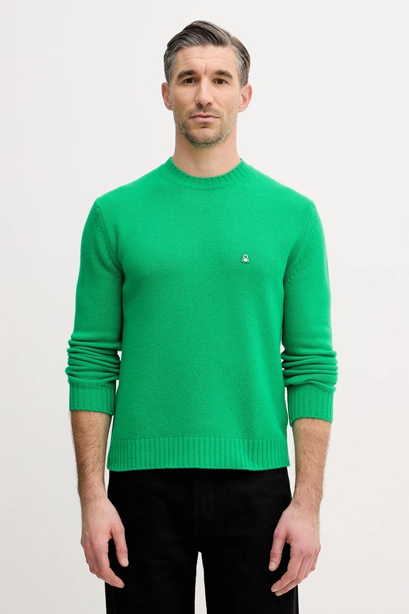 United Colors of Benetton maglione con lana medio spessore verde 1444U10AZ