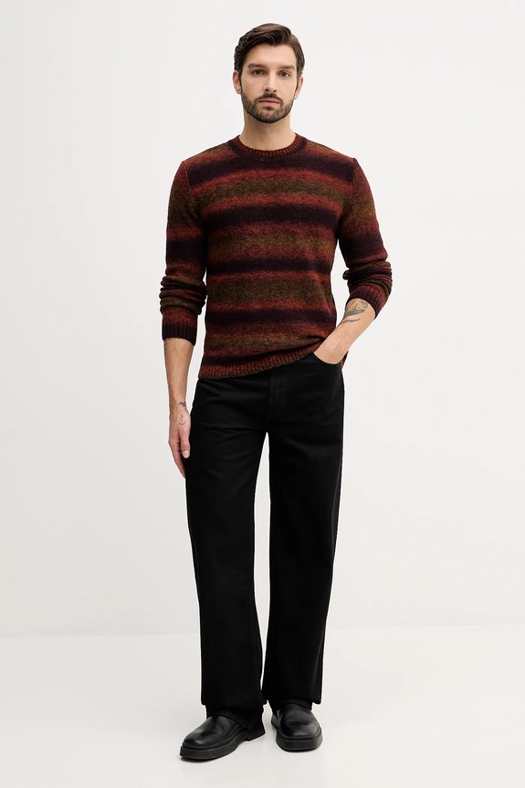 Πουλόβερ με προσθήκη μαλλιού United Colors of Benetton 1HNNK10AT μπορντό AW25