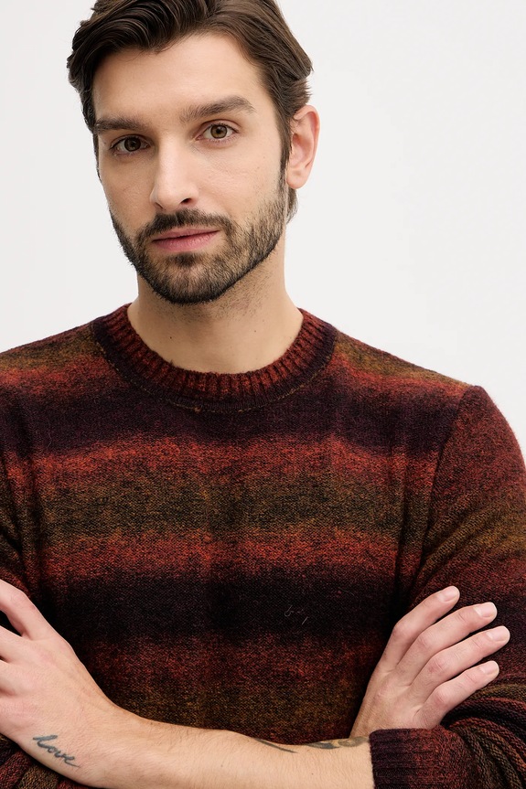 Πουλόβερ με προσθήκη μαλλιού United Colors of Benetton μπορντό 1HNNK10AT