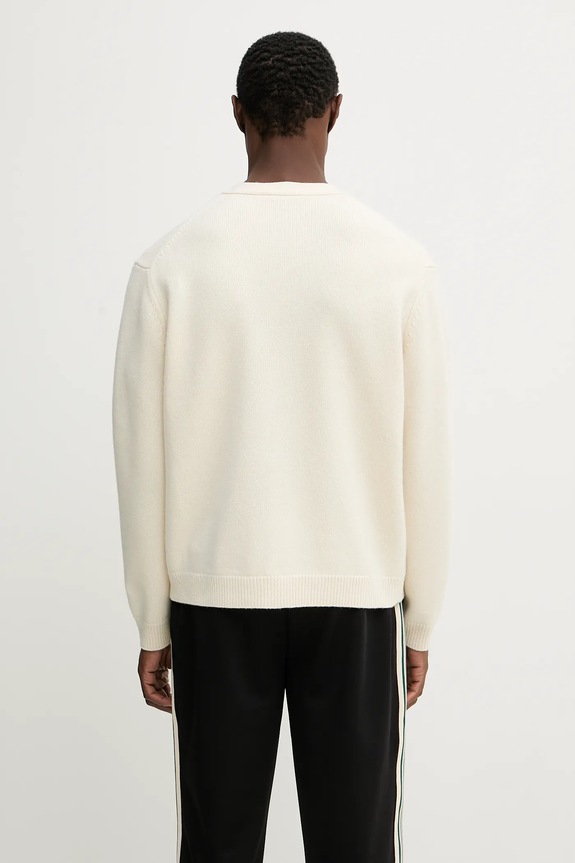 Odzież Maison Kitsuné kardigan wełniany Fox Head Intarsia Merino PM00509KM0329 beżowy