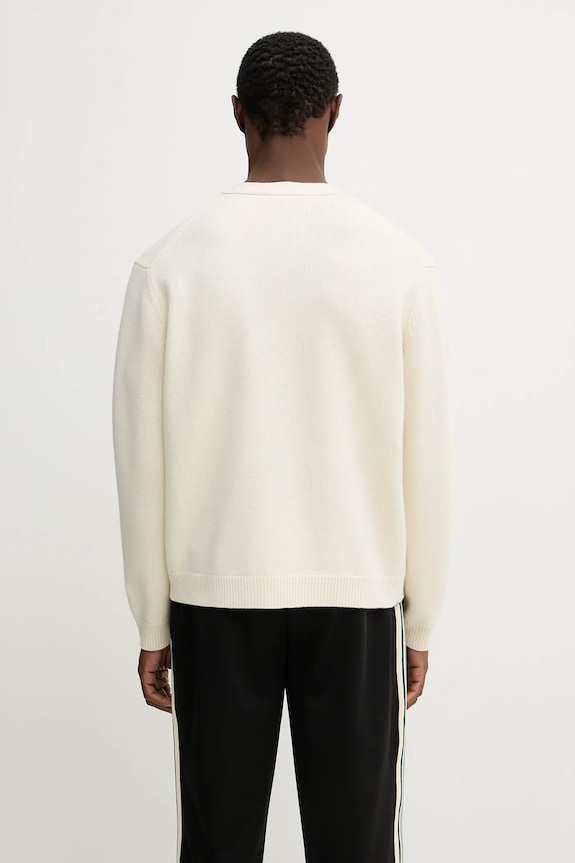 Odzież Maison Kitsuné kardigan wełniany Fox Head Intarsia Merino PM00509KM0329 beżowy
