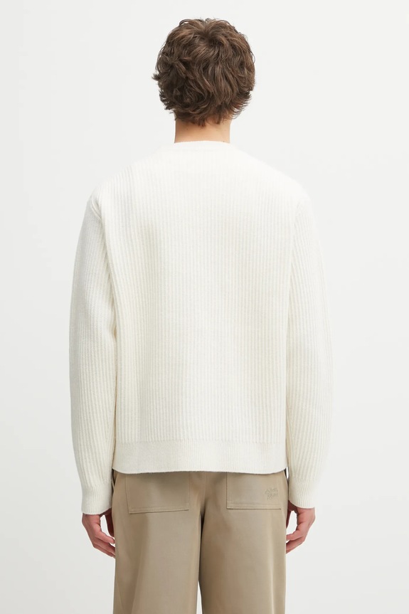 Clothing Maison Kitsuné woolen jumper Fox Head Wool Ribbed PM00811KT1149 beige