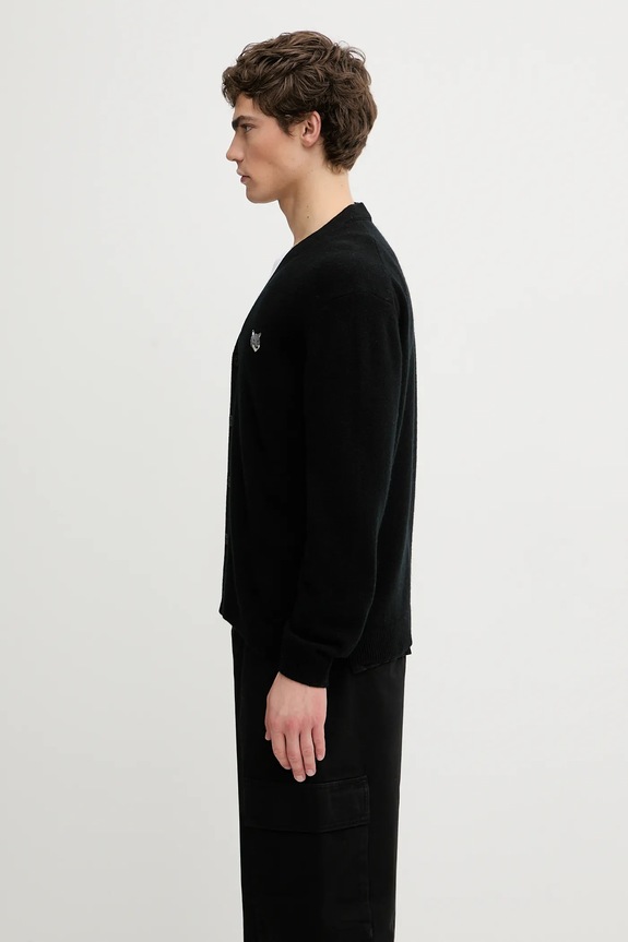 Maison Kitsuné woolen cardigan Fox Head Lambwsool Comfort PM00502KT1006 black AW25