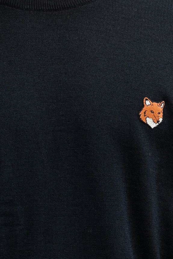 Вовняний светр Maison Kitsuné Fox Head Merino Regular темно-синій PM00801KT1181
