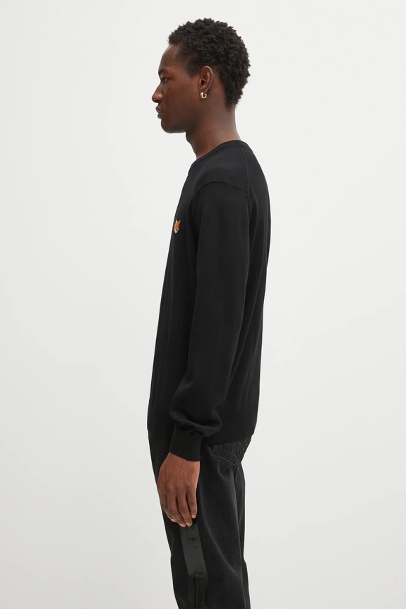 Maison Kitsuné woolen jumper Fox Head Merino Regular PM00801KT1181 black AW25