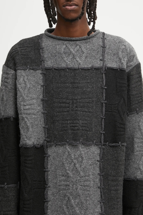 Svetr s příměsí vlny Ader Error KNIT šedá BO01FWKT0301BK