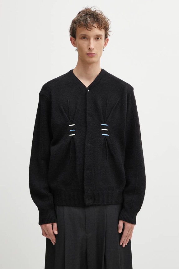 Ader Error kardigan z domieszką wełny KNIT cienka czarny BO01FWKT0703BK