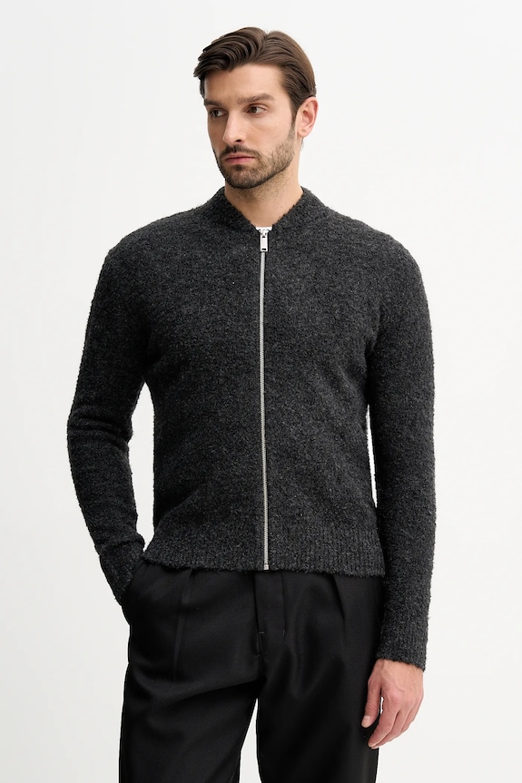 Sisley cardigan din amestec de lână melanj gri 170WS500L