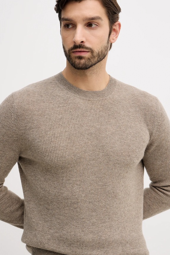 Πουλόβερ με προσθήκη μαλλιού Sisley μπεζ 18AYS104I