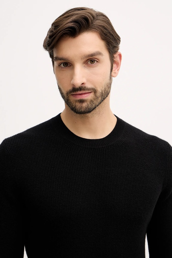 Πουλόβερ με προσθήκη μαλλιού Sisley μαύρο 18AYS104I