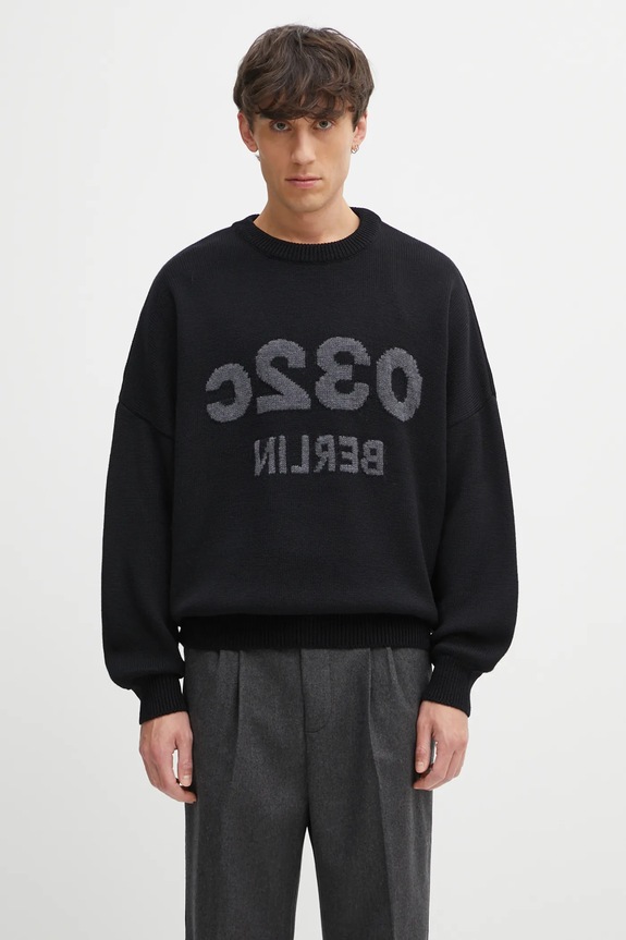 Vlnený sveter 032C 'Selfie' vzorovaný čierna F25.URK.1511.000