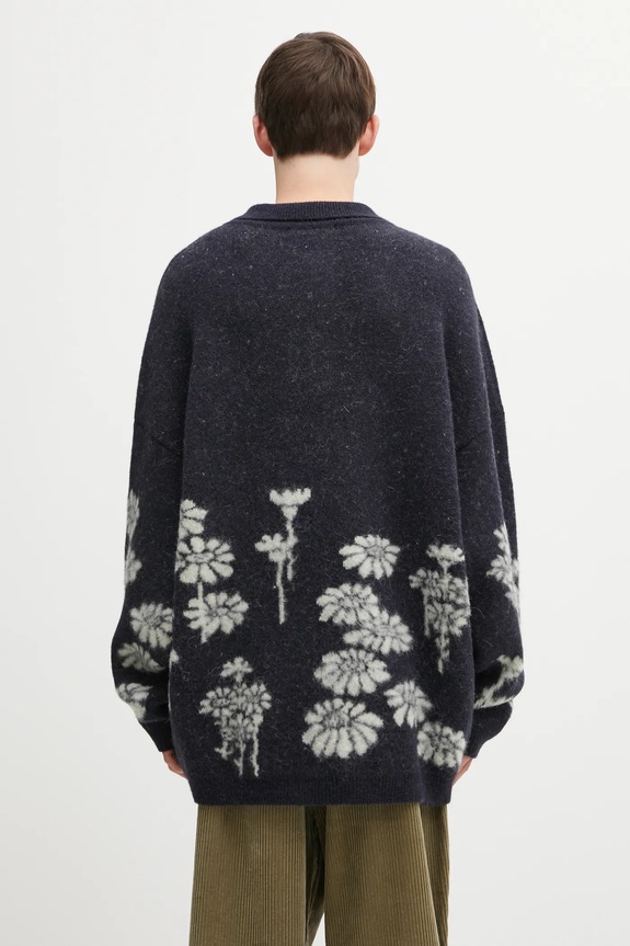 Odzież 032C sweter z domieszką wełny 'Melting Daisies' F25.URK.0432.000 granatowy