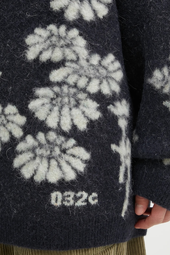 Πουλόβερ με προσθήκη μαλλιού 032C 'Melting Daisies' σκούρο μπλε F25.URK.0432.000