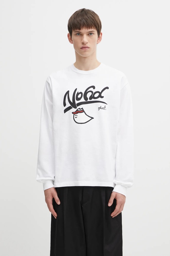 NEIGHBORHOOD longsleeve bawełniany NH . TEE LS-9 nadruk biały 252PCNH.LT09