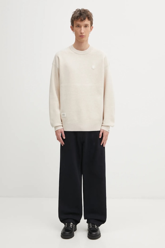 AAPE sweter Now AAPKNMC361XXP beżowy