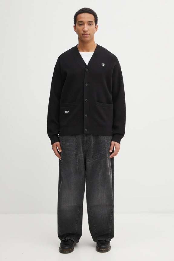 AAPE kardigan Now AAPKNMC356XXP czarny
