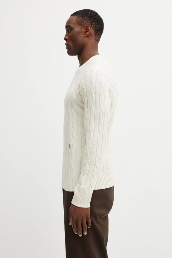 Vlněný svetr Sporty & Rich SRC Cableknit Cashmere WS08765302WH37 béžová AW25