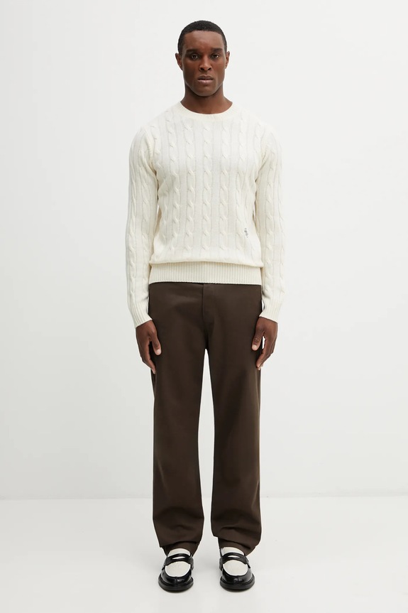 Vlněný svetr Sporty & Rich SRC Cableknit Cashmere WS08765302WH37 béžová