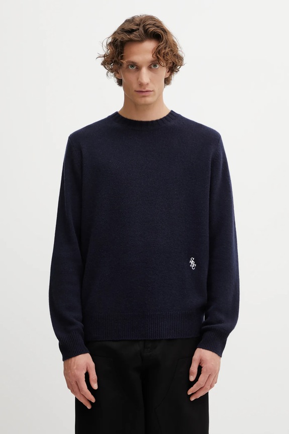 Sporty & Rich woolen jumper SRC Cashmere fine-knit navy WS08362302BL106