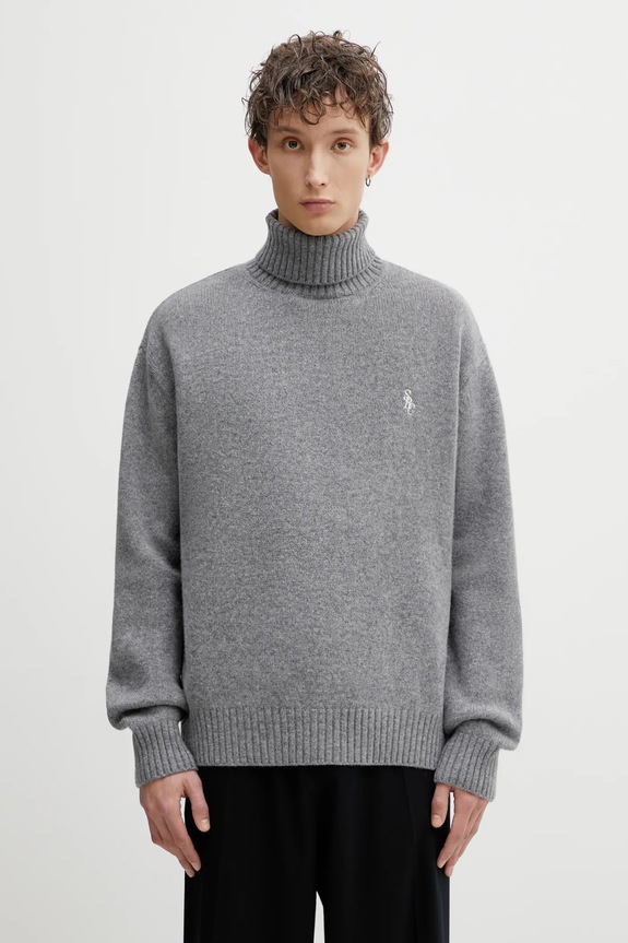 Шерстяной свитер Sporty & Rich SRC Wool гольф серый WS08262302GY04