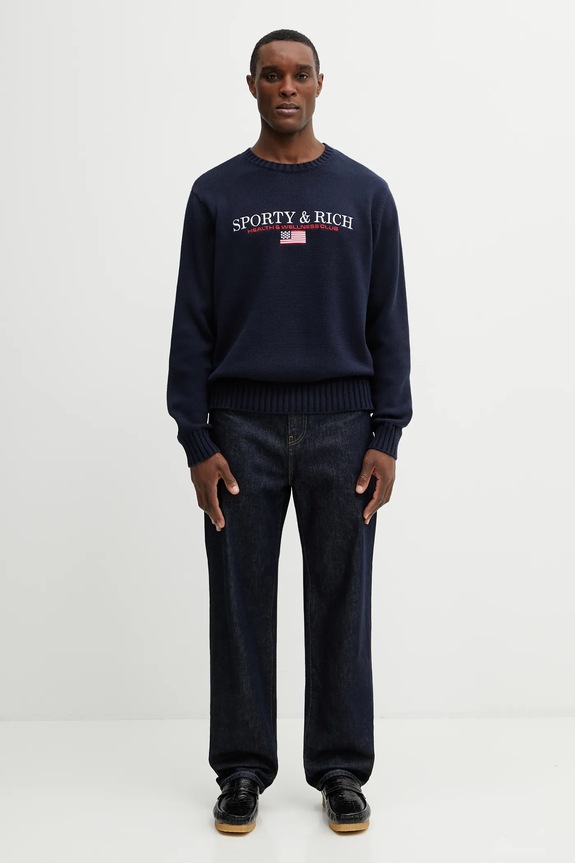 Bavlněný svetr Sporty & Rich S&R Nautical Cotton WS08663177BL106 námořnická modř