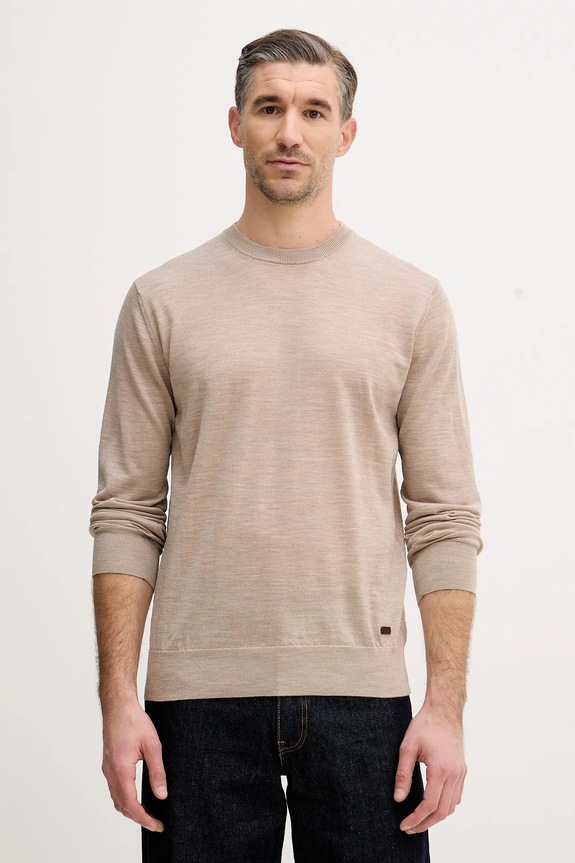 Eton sweter wełniany okrągły beżowy 100013670